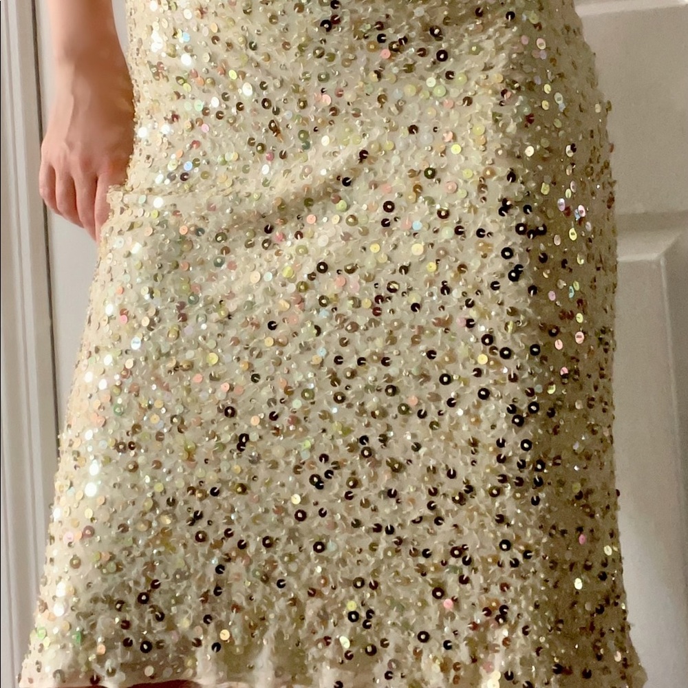 Barbara Schwarzer Gold Beaded Sequined Silk Skirt 4 US or 34 DE